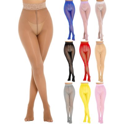 US Womens Sheer Mesh Pantyhose Glossy Smooth Stretchy Footed Tights Stockings